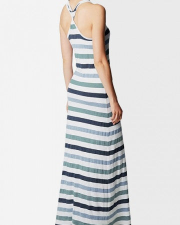 TWISTED BACK STRIPE MAXI DRESS